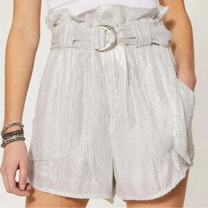 IRO Inaro silver sequin high waisted shorts